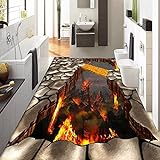 Wandbild 3D Flammen Wohnzimmer Badezimmer Bodenaufkleber Pvc Selbstklebende Wasserdichte Bodentapete Für Wand 3D 200X140
