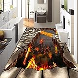 Wandbild 3D Flammen Wohnzimmer Badezimmer Bodenaufkleber Pvc Selbstklebende Wasserdichte Bodentapete Für Wand 3D 200X140