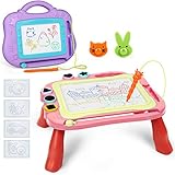 iNeego Magnetische Maltafel Zaubertafeln mit 7 Form Stempeln , Magnettafel Zaubermaltafel Zeichentafel Reisegröße-Bunt Löschbar Zeichenbrett Lernspielzeug für Kinder Geschenk(Rosa)