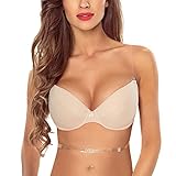 VIVISENCE 1035 Dame Push-Up BH Bügel Maximizer Multiway Gepolstert, Beige,75