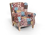 moebel-eins Willy Ohrensessel Wing-Chair Sessel Polstersessel Wohnzimmersessel Relaxsessel/Patchwork B