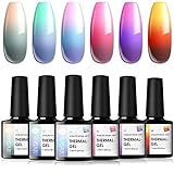 UR SUGAR 7,5ML UV Nagellack Farbwechsel Thermo Nagellack Thermogel Thermo Nagellack Shellac Set Farbwechsel Farbgel für Nägel für Sommer 6PCS