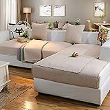 DDSGG Sofabezug Sofabezug Sets von Wohnzimmer rutschfest Vollbezug Vier Jahreszeiten Universal Einfach Modern Stoff Sommer Kissen (Beige) Sofa Schonbezug (Größe: 70 x 210 cm)