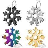 4 Stück Schneeflocken Multitool,18-in-1Snowflake Multitool,Edelstahl Schneeflocke,Multitool Schlusselanhang,Schneeflocke Werkzeug,Mann Geschenk,Coole Werkzeug Kleine Geschenk für Papa,Mann,F