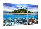Bilder auf glas - Strand lagune wasser ozean - 165x110cm - Glasbilder - Wandbilder - Kunstdruck - zum Aufhängen bereit - Wanddekoration aus Glas - Glas Bilder - Wandbild auf Glas - GCE165x110-2686