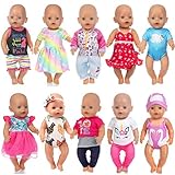 ebuddy 10 Sets Puppenkleidung Zubehör gehören Bikini, Kleid, Outfits für 43cm / 17 Zoll Neugeborene Babypupp