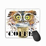 Family Mouse Pad, Rechteck Rechteck Rutschfeste Gummi Mousepad Eule Kaffee Eule Splash Aquarell Strukturierter Hintergrund Ungewö