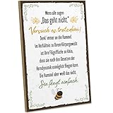 ARTFAVES® Holzschild mit Spruch - Hummel fliegt einfach | Shabby Chic Vintage-Look Geschenk zum Thema Glücklichsein/Motivation/Witziges | Größe: 19 x 28