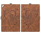 ONETHEFUL hülle Book Cover Etui für Apple iPad 9.7' 2017 2018 / iPad Air 2013 / iPad Air 2 2014 Schutzhülle PU Leder Tablet Schmetterling Blume Muster Case Huelle mit Ständer - B