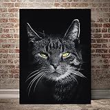 Wandkunstdrucke Katzenbilder Realistische Leinwand GemäLde Abstrakte Schwarz-Weiß-Poster Dekoratives Bild FüR Zuhause Wohnzimmer-70x90cm R