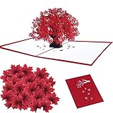 3D Pop Up Karte Maple Autumn Fall Tree 3D Karte für Geburtstag Mothers Day Anniversary Valentine mit 50 Stück künstliche Ahornb