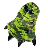 Millffy Lustige Klauenpfote Hausschuhe Grizzlybär Kuscheltier Pelzklaue Pfote Hausschuhe Grundschulkinder, Kinder & Erwachsene Kostümschuhe (X-Large - (Männer Größe), Grüner Dino Camo)