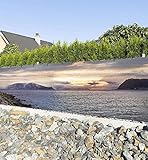 MyMaxxi Zaunbanner Sichtschutz - Steinsteg zum Leuchtturm mit Meerblick - Abdeckung für Terrasse Zaun - Windschutz Sonnenschutz Blickdicht - Zaunverkleidung wetterfest Sichtschutz Zaun - Verkleidung