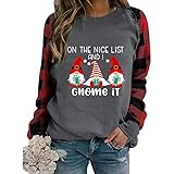 Shirt Damen Weihnachten - Weihnachtspullover Damen Oversize Langarmshirt Ohne Kapuze Sweatshirt-Weihnachts Tshirt-Langarm Tunika Bluse Weihnachtlichen Motiven Christmas Top