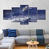 SYMY Wandkunst-Poster, Gemälde Auf Leinwand, 5-teilig, Motiv: Seahawk Ocean Helikopter Rettung Gerahmtes Bild für Heimdekoration, Wohnzimmer 200 * 100CM