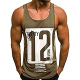 JYSDZSE Fashion Herren Casual Slim Brief Gedruckt Ärmellos Tank Top T-Shirt Top Bluse, XXL|grün, Einheitsgröß