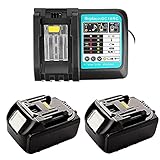 TPDL Ersatz Makita Ladegerät 18V mit BL1850 2 Akku 18V 5Ah für Makita Baustellenradio DMR 108 DMR110 DMR107 DMR 112 DMR104 DMR106 18 Volt Radio Ersatzakku für Mak