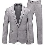 GFDFD. Plaidklage Slim Fit Gentleman Hochzeitsanzüge Blazer Hosen Herren-formale Geschäfts-Smoking-Jacken Hosen Mäntel (Color : Gray, Size : XXL code)