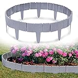 YRHome 2,5m Rasenkante in Steinoptik Grau 10 Stücke Beetumrandung Mähkante Gartenzaun Kunststoff 1 Element (L x H): 25cm x 23