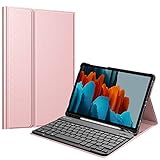 Fintie Tastatur Hülle für Samsung Galaxy Tab S7 11 Zoll 2020 SM-T870 / SM-T875 Tablet-PC, Ultradünn leicht Schutzhülle mit magnetisch Abnehmbarer drahtloser Deutscher Bluetooth Tastatur, Roség
