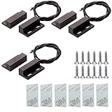 Gebildet 3pcs Einbau Verdrahtete Sicherheit Fensterkontaktsensor Alarm Magnetschalter Schwarz, Magnetischer Türsensor, Normalerweise Geöffnet Mag
