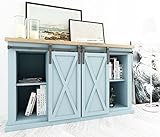 DIYHD 122cm Mini kleine Riemenrolle Holz Doppelschiebe Scheunentor Hardware zum Aufhängen von 2 Türen (kein Schrank), Kit, Schw