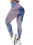 RIOJOY Damen Push Up Leggings - High Waist Anti Cellulite Leggins Scrunch Butt Po Lifting Sporthose Yogahose, Blau S