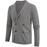 QingHUImao Herren Strickjacke mit Knopfverschluss und Taschen Sweater Cardigan Langarm Strickjacke Sweater Jacke Einfache Warme Und Bequeme Dicke Pullover Für Herbst Und Winter Jacken (Grau2, XXL)