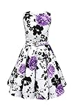 BlackButterfly Kinder 'Audrey' Vintage Serenity Kleid im 50er-Jahre-Stil (Weiß & Lila, 11-12 Jahre)