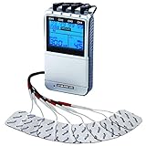 axion TENS-EMS Gerät mit 8 Stück 5x5 cm Elektroden-Pads | Schmerztherapie, Muskelaufbau und Massage für z.B. Bauch, Rücken, Nacken, Schulter etc. - alles in einem | Zertifiziertes Medizinproduk