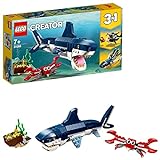 LEGO 31088 Creator Bewohner der Tiefsee, Spielzeug mit Meerestieren Figuren: Hai, Krabbe, Tintenfisch und Seeteufel, Set für Kinder ab 7 J