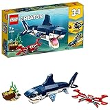 LEGO 31088 Creator Bewohner der Tiefsee, Spielzeug mit Meerestieren Figuren: Hai, Krabbe, Tintenfisch und Seeteufel, Set für Kinder ab 7 J