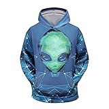 Mens Womens 3D Funny Print Creative Alien Hoodie Sweatshirts Casual Printed Kangroo Pocket Pullover XXXXL
