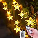 80 LED Lichterkette Sterne Licht Lichterkette Außen Lichterkette Batterie mit Fernbedienung 8 Modi Wasserdicht Außen Innen Weihnachten balkon Lichterketten für Zimmer Party Dek