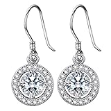 Lydreewam Damen Ohrhänger Silber 925 Hängende Tropfen Ohrringe mit 3A 6mm Zirk