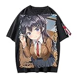 westtrend Anime Rascal Does Not Dream of Bunny Girl Senpai T-Shirt Unisex Mode Persönlichkeit Cosplay Top mit Reißverschlussärmeln S-4XL