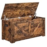 VASAGLE Aufbewahrungsschrank, Spielzeugtruhe, Schuhbank, Sitztruhe,Aufbewahrungsbox, Sitzbank mit Stauraum, Landhausstil, Sicherheitsscharniere, 100 x 40 x 46 cm, vintagebraun LSB060T01