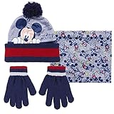 Mickey Mouse, 3-teiliges Set, Mütze + Handschuhe + Schlauchtuch für Kinder, Winter, Disney Mickey M