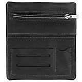 SIMARU Leder Tabaktasche für 30g Tabakbeutel, Dreher-Tasche aus Echtleder mit Filterfach & Blättchen-Halter (Schwarz)
