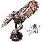 WOERD Steampunk Rocket Lampe, Vatertag Retro Raketenlampe Licht, Kreative Industrie LED Tischlampe mit 4 E-12 Birnen Cafe Schlafzimmer Studie Lampe Retro Roboter Tischlampe Dek