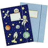 2 hochwertige Schulmappen für Kinder DIN A4 | Motiv Astronaut - Postmappe für Grundschüler - Heftsammler - Sammelhefter - Set Nummer 5