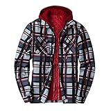 Karierte Jacke Herren Gefüttert mit Kapuze Winter Warm Thermohemd Holzfällerjacke Hemdjacke Übergangsjacke Winterjack