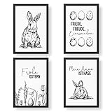 4 Premium Poster zu Ostern | DIN A4 | Wandbilder für Wohnzimmer und Küche - Schwarz-Weiß - hochwertige Kunstdrucke | Dekoration | Wandbild S