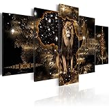 murando - Bilder Tiere 200x100 cm Vlies Leinwandbild 5 TLG Kunstdruck modern Wandbilder XXL Wanddekoration Design Wand Bild - Abstrakt Löwen Gold schwarz g-A-0011-b