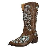 SheSole Damen Cowboy-Stiefel aus Kunstleder - Westernstiefel für Damen, hochwertige Damen-Boots mit normaler Schuhform, Braun, 36 EU