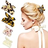 4 Stücke Acryl Schmetterling Klaue Haarspangen Leopard Haarspangen Mehrfarbig Schildkröte Klaue Französisch Haarklammern Damen und Mädchen Haarschmuck