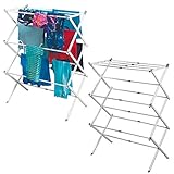 mDesign ausziehbarer Turmwäscheständer - Wäscheständer mit 3 Ebenen - platzsparender Standtrockner für Wäscheküche & Haushaltsraum - aus robustem Metall mit Kunststoffstangen - 2er S