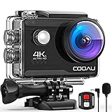 COOAU Action Cam HD 4K 20MP WiFi mit externem Mikrofon Unterwasserkamera 40M mit Fernbedienung EIS Stabilisierung Kamera Wasserdicht 170° Weitwinkel Time Lapse / 2 Akkus 1200mAh / Zubehö