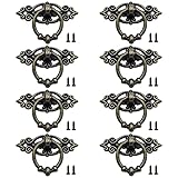 JaneYi 8 Stücke Griff Vintage Bronze Schubladengriffe mit 16 Befestigungsschrauben Vintage Ziehgriff Ring Griffe Kommodengriffe Schubladengriffe Bronze Vintage Möbelknöp