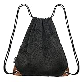 Segeltuch Sporttaschen Rucksack Gym Sack Turnbeutel Sportbeutel, Kokosnussbäume Beutel Tasche Tüte Hipster für Reisen Sport (Schwarz)